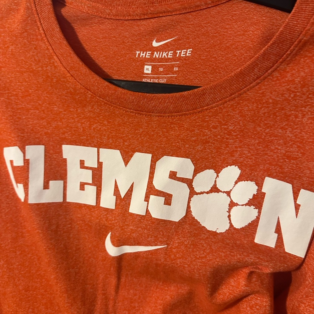 Nike Orange Heather Clemson Logo Tee with White Print